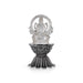 Lamp With Lakshmi Murti - 4.5 x 2.5 Inches | German Silver Vilakku With Base/ Antique Polish Deepam for Pooja - Deity Lamps