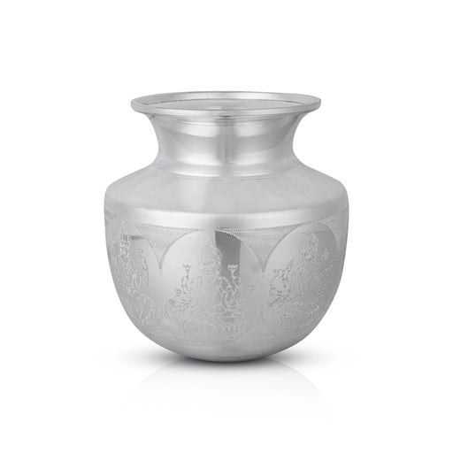 Ashtalakshmi Design Chombu - 4.5 x 4 Inches | German Silver Lota/ Kalash Pot/ Pooja Pot for Home - Kalash & Pooja Lota