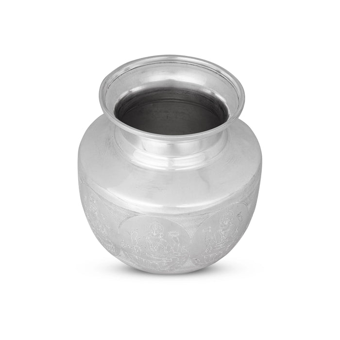 Ashtalakshmi Design Chombu - 4.5 x 4 Inches | German Silver Lota/ Kalash Pot/ Pooja Pot for Home - Kalash & Pooja Lota