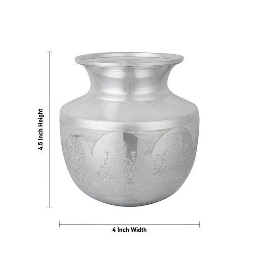 Ashtalakshmi Design Chombu - 4.5 x 4 Inches | German Silver Lota/ Kalash Pot/ Pooja Pot for Home - Kalash & Pooja Lota