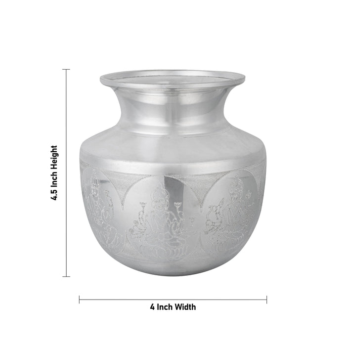 Ashtalakshmi Design Chombu - 4.5 x 4 Inches | German Silver Lota/ Kalash Pot/ Pooja Pot for Home - Kalash & Pooja Lota