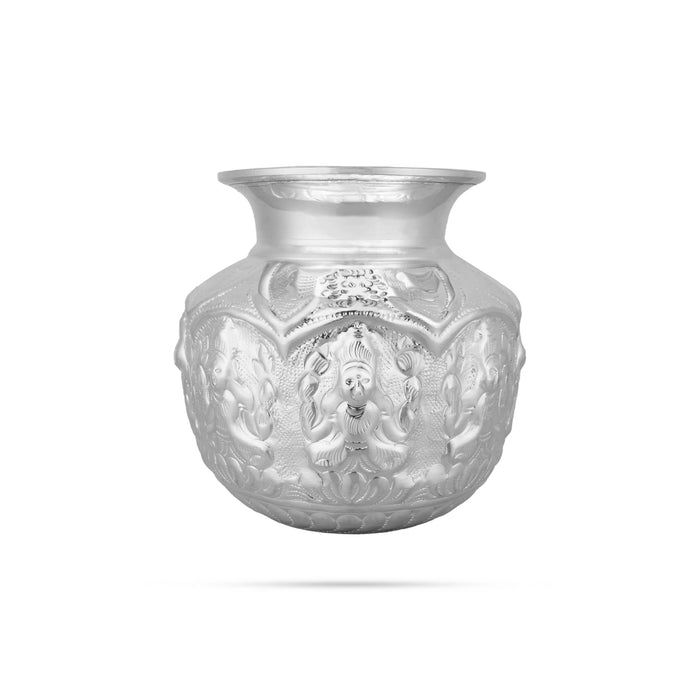 Ashtalakshmi Design Chombu - 4.75 x 4.5 Inches | German Silver Lota/ Kalash Pot for Pooja Decor - Kalash & Pooja Lota