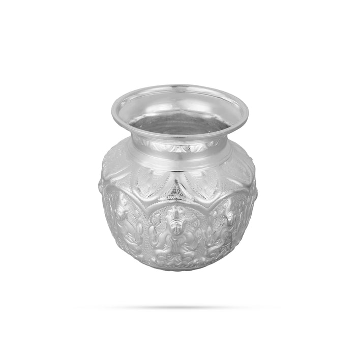 Ashtalakshmi Design Chombu - 4 x 3.5 Inches | German Silver Lota/ Kalash Pot for Pooja Decor - Kalash & Pooja Lota