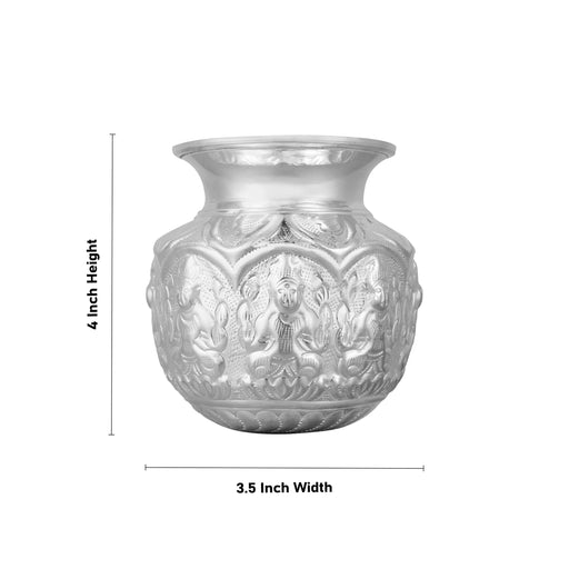 Ashtalakshmi Design Chombu - 4 x 3.5 Inches | German Silver Lota/ Kalash Pot for Pooja Decor - Kalash & Pooja Lota