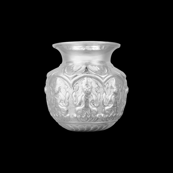 Ashtalakshmi Design Chombu - 4 x 3.5 Inches | German Silver Lota/ Kalash Pot for Pooja Decor - Kalash & Pooja Lota