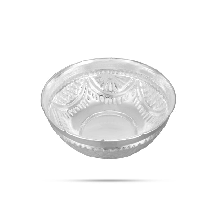 German Silver Bowl - 2 x 4.5 Inches | Embossed Design Pooja Cup/ Pooja Bowl/ Chandan Bowl for Home - Bowls