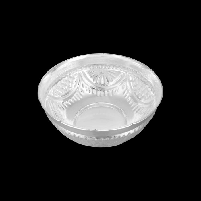 German Silver Bowl - 2 x 4.5 Inches | Embossed Design Pooja Cup/ Pooja Bowl/ Chandan Bowl for Home - Bowls