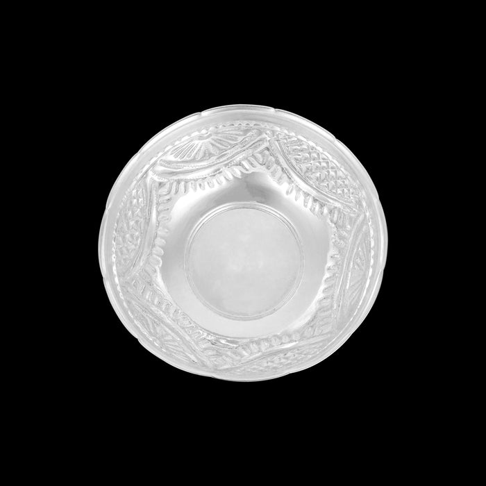 German Silver Bowl - 2 x 4.5 Inches | Embossed Design Pooja Cup/ Pooja Bowl/ Chandan Bowl for Home - Bowls