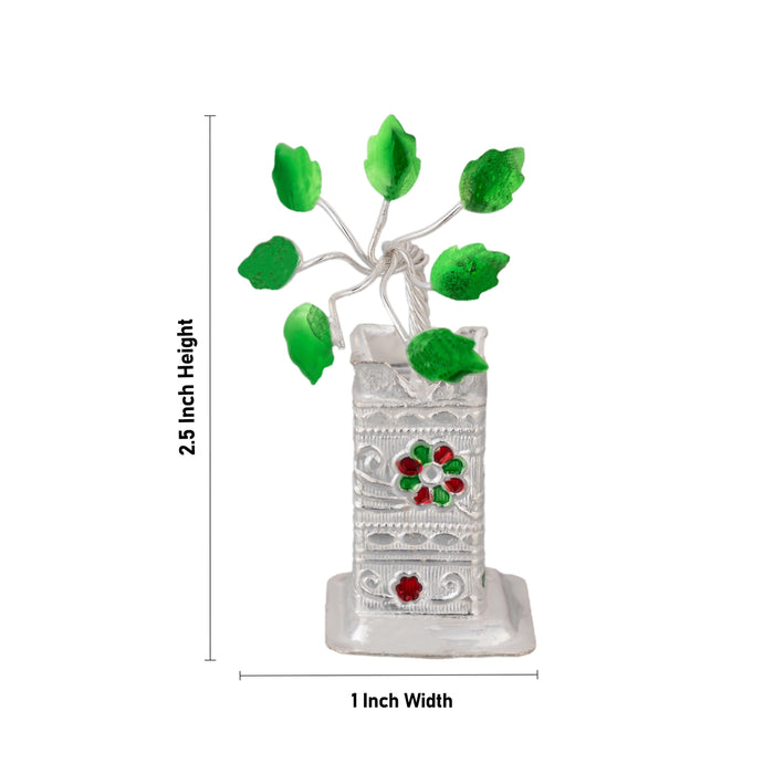Thulasi Maadam - 2.5 x 1 Inches | German Silver/ Tulasi Vrindavan/ Tulasi Maadam for Pooja - Pooja Thali Accessories