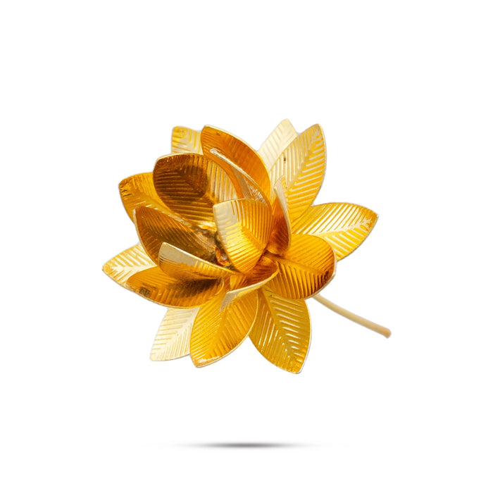 Artificial Lotus Flower - 0.5 x 1 Inch | German Silver & Gold Polish Artificial Flower for Decoration - Deity Accessories