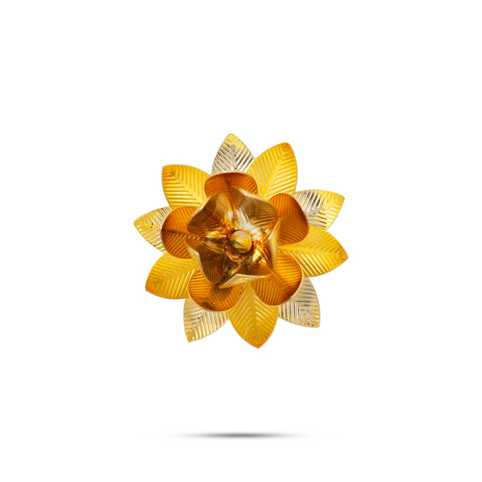 Artificial Lotus Flower - 0.5 x 1 Inch | German Silver & Gold Polish Artificial Flower for Decoration - Deity Accessories