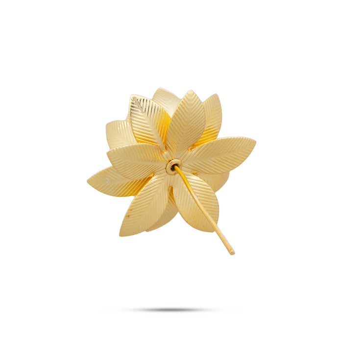 Artificial Lotus Flower - 0.5 x 1 Inch | German Silver & Gold Polish Artificial Flower for Decoration - Deity Accessories