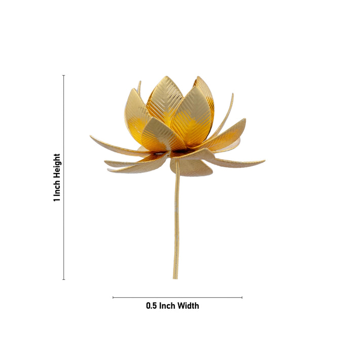 Artificial Lotus Flower - 0.5 x 1 Inch | German Silver & Gold Polish Artificial Flower for Decoration - Deity Accessories
