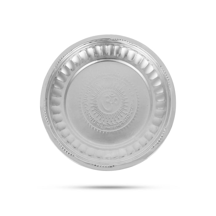 Pooja Thali Set | 8 Pcs/ German Silver Thali Set/ Puja Thali Set for Home & Temple - Pooja Thali Sets