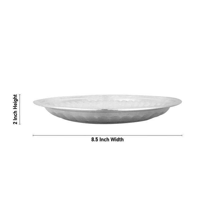 Pooja Thali Set | 8 Pcs/ German Silver Thali Set/ Puja Thali Set for Home & Temple - Pooja Thali Sets