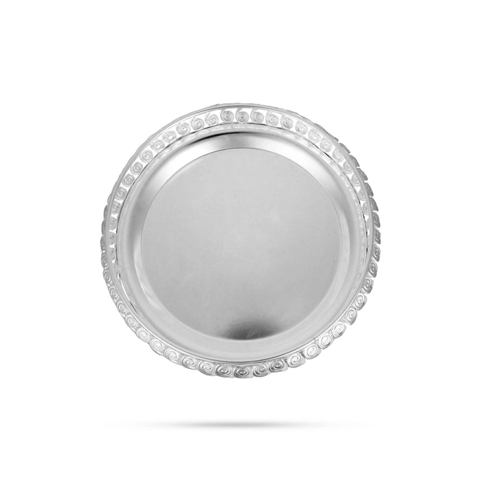 Decorative Tray With Leg - 2.75 x 9 Inches | German Silver Decorative Plate/ Pooja Plate for Home - Pooja Plate & Tray