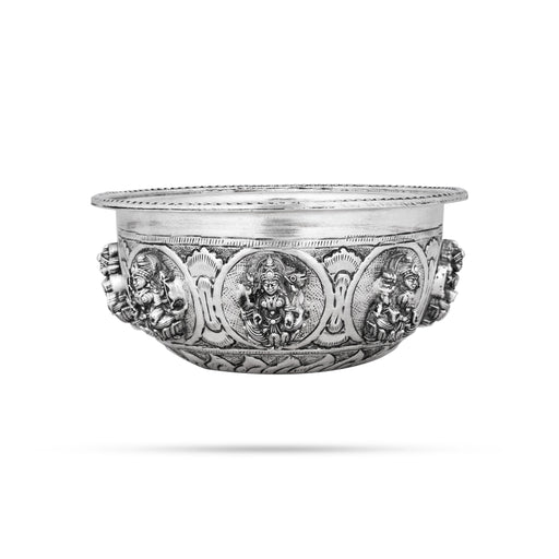 German Silver Bowl - 3 x 5.75 Inches | Ashtalakshmi Design Pooja Cup/ Antique Polish Pooja Bowl for Home - Bowls