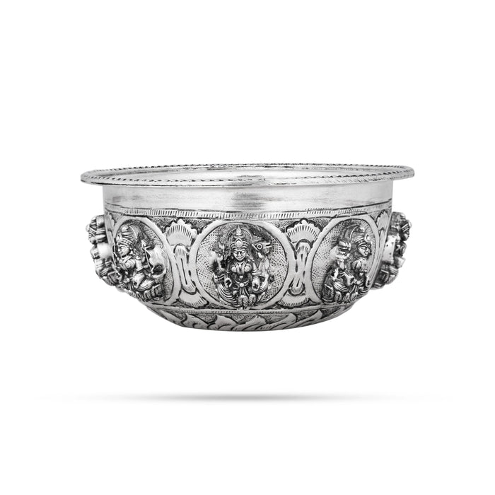 German Silver Bowl - 3 x 5.75 Inches | Ashtalakshmi Design Pooja Cup/ Antique Polish Pooja Bowl for Home - Bowls