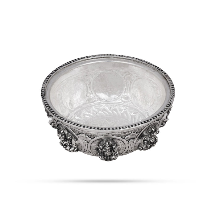 German Silver Bowl - 3 x 5.75 Inches | Ashtalakshmi Design Pooja Cup/ Antique Polish Pooja Bowl for Home - Bowls