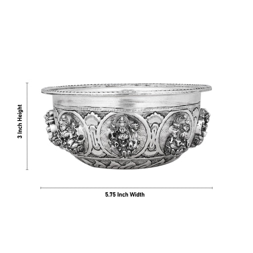 German Silver Bowl - 3 x 5.75 Inches | Ashtalakshmi Design Pooja Cup/ Antique Polish Pooja Bowl for Home - Bowls