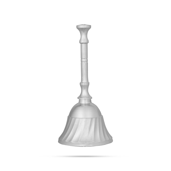 German Silver Hand Bell - 4.75 x 2 Inches | Ghanti/ Pooja Bell for Home & Temple - Pooja Bells