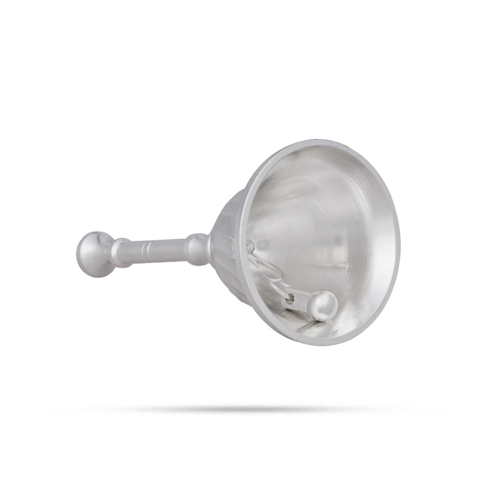 German Silver Hand Bell - 4.75 x 2 Inches | Ghanti/ Pooja Bell for Home & Temple - Pooja Bells