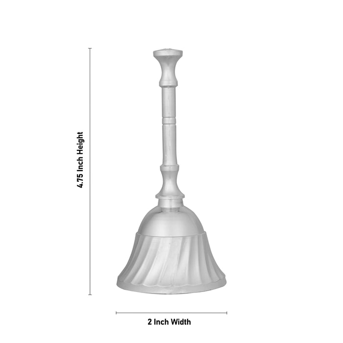 German Silver Hand Bell - 4.75 x 2 Inches | Ghanti/ Pooja Bell for Home & Temple - Pooja Bells
