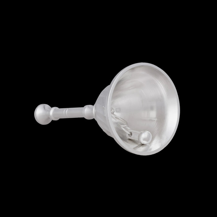 German Silver Hand Bell - 4.75 x 2 Inches | Ghanti/ Pooja Bell for Home & Temple - Pooja Bells