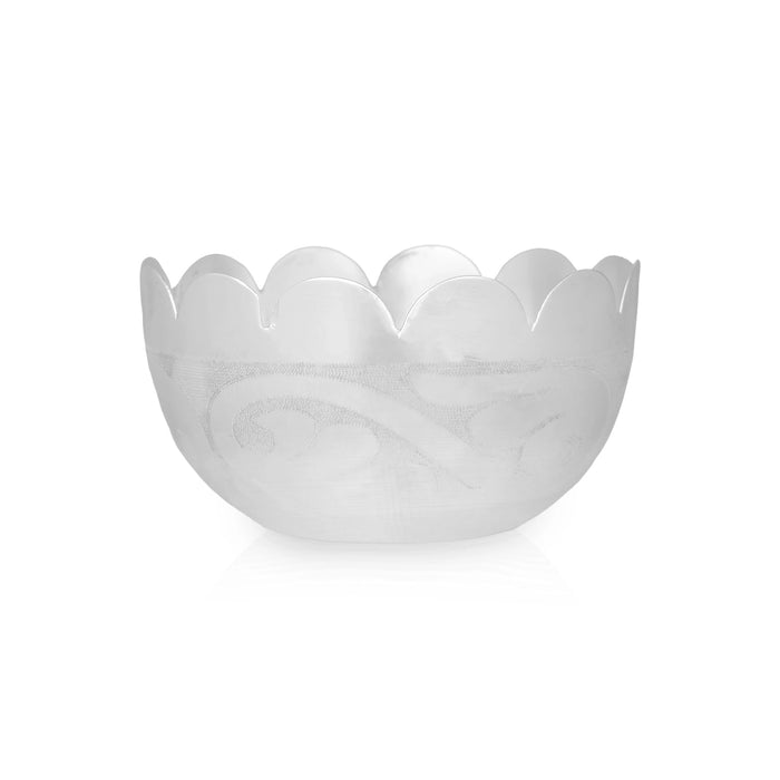 German Silver Bowl - 2 x 4 Inches | Lotus Design Pooja Cup/ Pooja Bowl for Home - Bowls