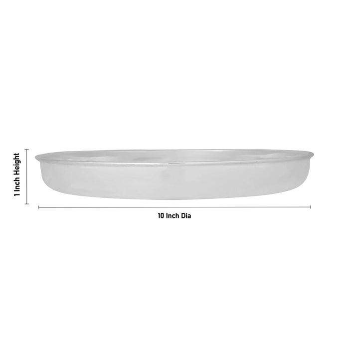 German Silver Plate - 1 x 10 Inches | Engraved Design Pooja Thali Plate/ Pooja Plate for Home Decor - Pooja Plate & Tray
