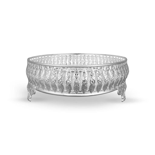 Decorative Tray With Leg - 3 x 8 Inches | German Silver Decorative Plate/ Pooja Plate for Home - Pooja Plate & Tray