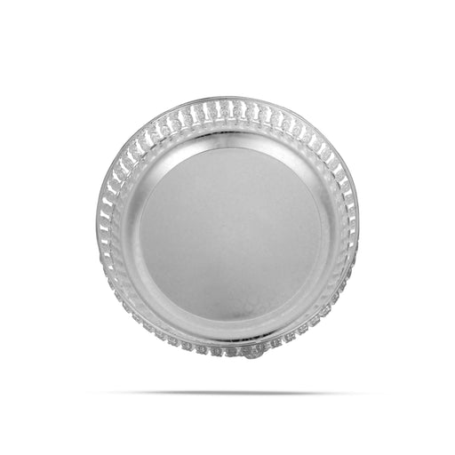 Decorative Tray With Leg - 3 x 8 Inches | German Silver Decorative Plate/ Pooja Plate for Home - Pooja Plate & Tray