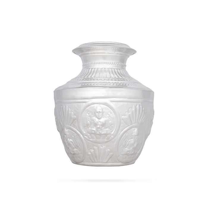 Ashtalakshmi Design Kalasa Kudam - 7.5 x 6.5 Inches | German Silver Handi/ Antique Polish Ghada for Pooja Decor - Kalash & Pooja Lota