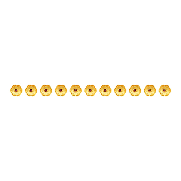 Gold Polish Lotus Flower With Stone Set - 1 x 0.75 Inch | 11 Pcs/ Artificial Flower/ Pooja Flower for Worship - Pooja Coins