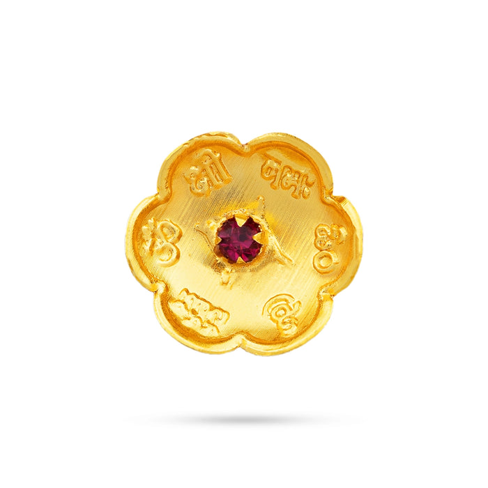 Gold Polish Lotus Flower With Stone Set - 1 x 0.75 Inch | 11 Pcs/ Artificial Flower/ Pooja Flower for Worship - Pooja Coins