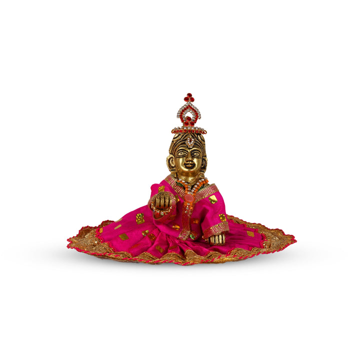 Crawling Krishna - 1.5 Inches | Little Krishna Statue/ Brass Idol/ Little Krishna Murti for Pooja - Brass Murties