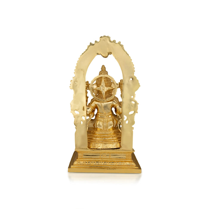 Ganesha with Arch Murti- 9 x 6.5 Inches | Brass Idol/ Ganapathi Statue/ Vinayagar Sculpture Decor for Home & Pooja - Brass Murties