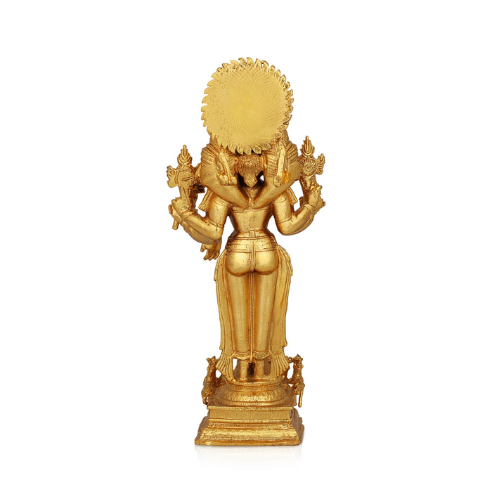 Suryan With 3 Face - 7.5 x 2.5 Inches | Panchaloha Idol / Surya Bhagvan Statue / Suryan idol for Pooja - Panchaloha Murties
