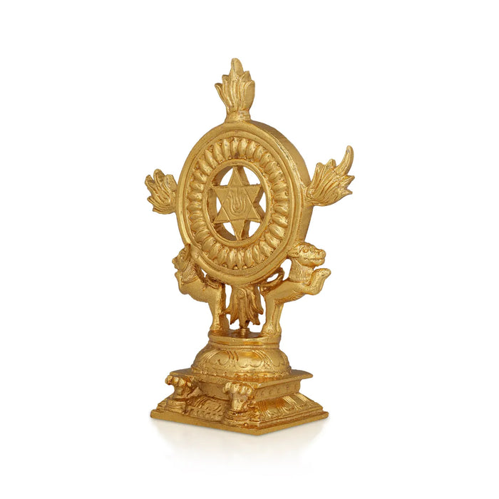 Sudharshana Chakaram - 7 x 5 Inches | Panchaloha Statue / Sudharsana Chakram for Pooja - Panchaloha Murties