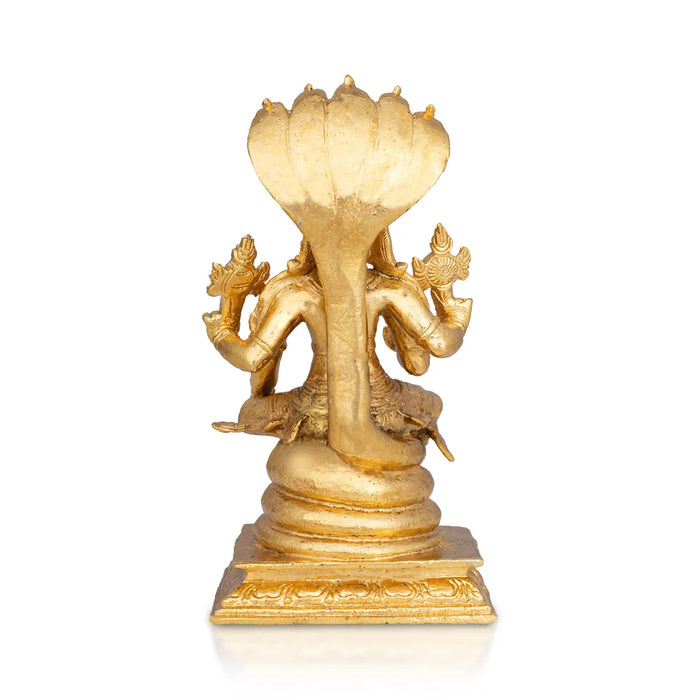 Vishnu Sitting on Sheshnag - 6.5 x 3 inches | Panchaloha Vishnu Idol / Murti for Home & Pooja Decor - Panchaloha Murties