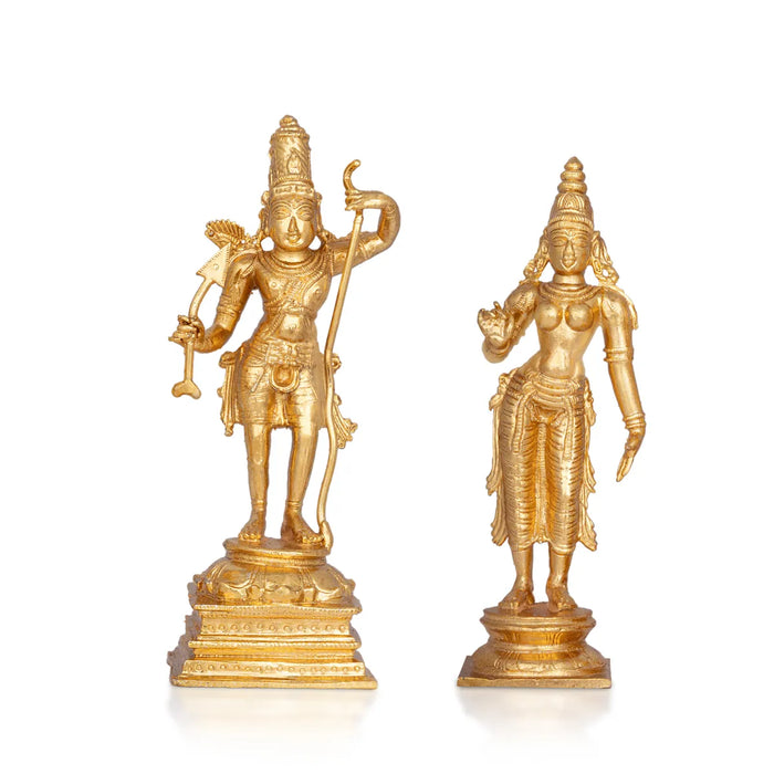 Ram Sita Murti - 7 x 2.5 Inches | Panchaloha Idol / Hindu God Statue Set / Ram Sita Idol For Pooja - Panchaloha Murties