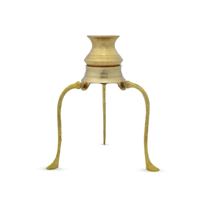 Brass Jaladhari Stand With Abhishek Lota Pair - 5 x 4 Inches | Shivling Jaldhara Stand With Loti for Pooja - Abhishek Plate