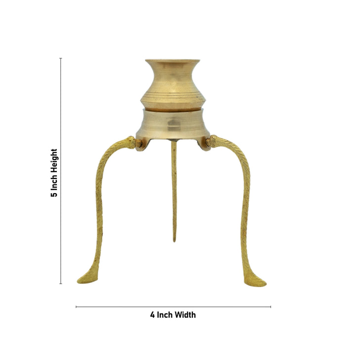 Brass Jaladhari Stand With Abhishek Lota Pair - 5 x 4 Inches | Shivling Jaldhara Stand With Loti for Pooja - Abhishek Plate