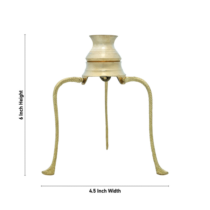 Brass Jaladhari Stand With Abhishek Lota Pair - 6 x 4.5 Inches | Shivling Jaldhara Stand With Loti for Pooja - Abhishek Plate