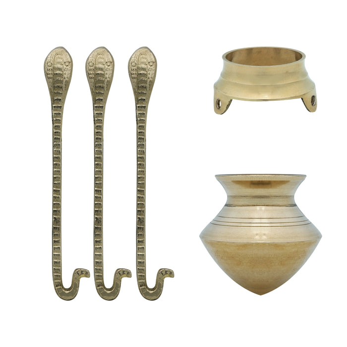 Brass Jaladhari Stand With Abhishek Lota Pair - 9 x 4 Inches | Shivling Jaldhara Stand With Loti for Pooja - Abhishek Plate
