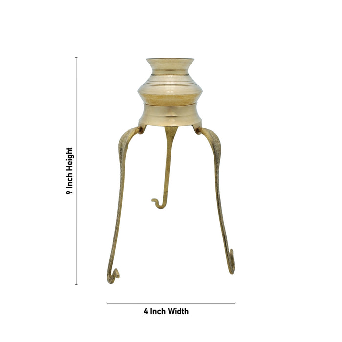 Brass Jaladhari Stand With Abhishek Lota Pair - 9 x 4 Inches | Shivling Jaldhara Stand With Loti for Pooja - Abhishek Plate