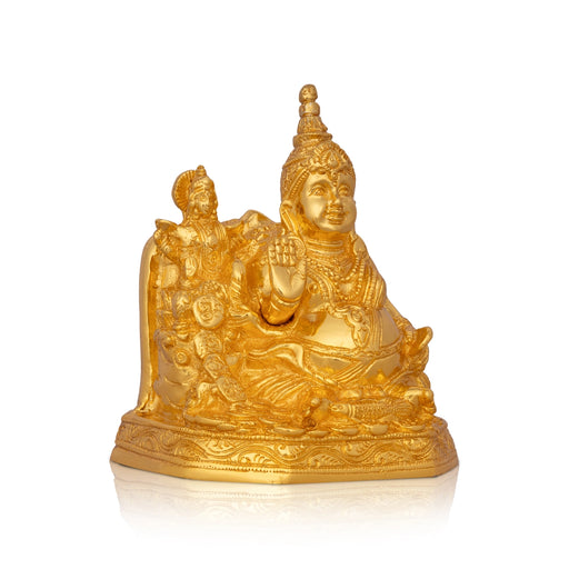 Kubera Lakshmi Statue - 6.5 x 5 Inches | Brass Laxmi Kuber Idol/ Gold Polish Lakshmi Kubera Statue for Pooja - Brass Murties