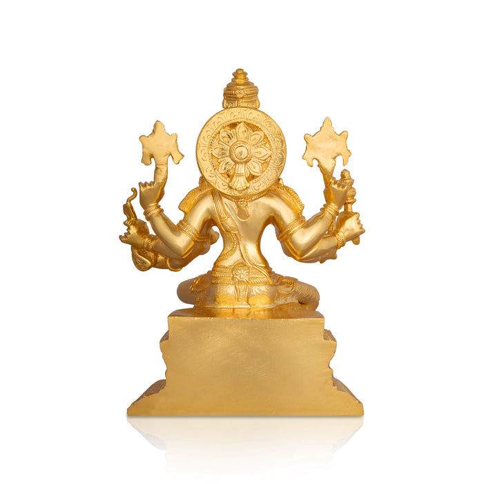 Mookambika Devi Idol With 8 Hands- 10 X 7 Inches | Brass Idol/ Gold Polish Sitting Mookambika Idol For Worship - Brass Murties