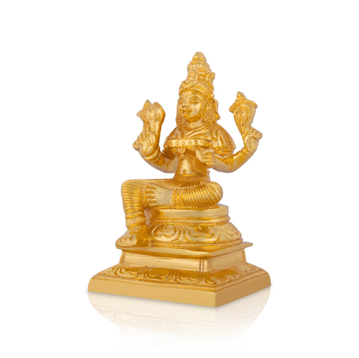 Raja Rajeshwari Devi Sitting On Base - 5 X 3 Inches | Brass Idol/ Gold Polish Rajeshwari Murti For Pooja Room - Brass Murties