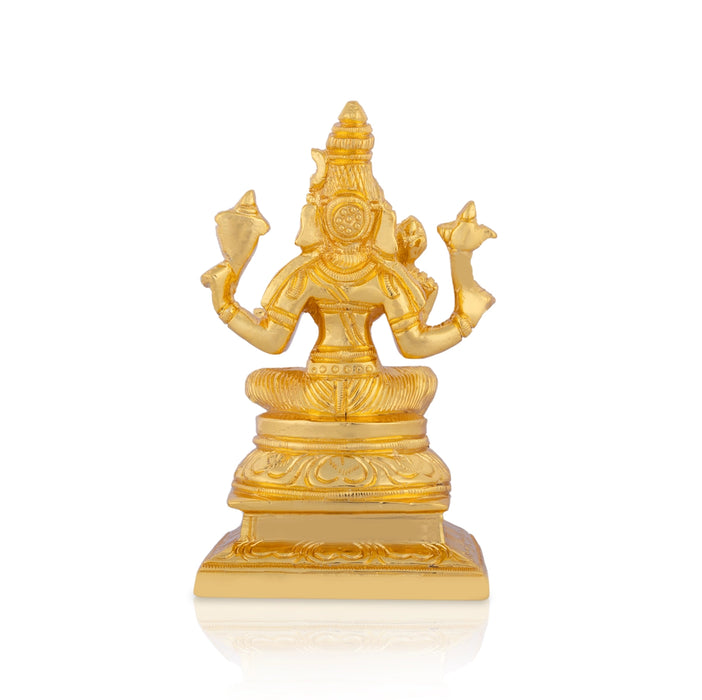 Raja Rajeshwari Devi Sitting On Base - 5 X 3 Inches | Brass Idol/ Gold Polish Rajeshwari Murti For Pooja Room - Brass Murties
